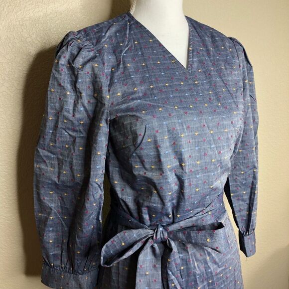 Draper James Embroidered Dot Chambray Wrap Dress 6 - Picture 9 of 14
